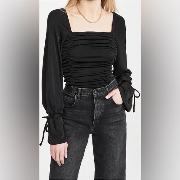 Free People Tops - Free People Meant To Be Ruched Bodysuit in Black NWT